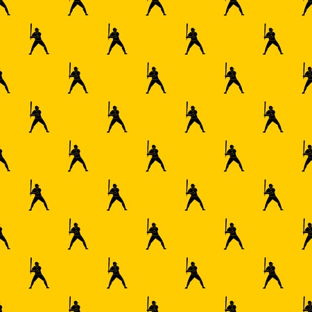 Baseball player with bat pattern seamless vector repeat geometric yellow for any designのイラスト素材