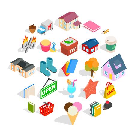 Friendly family icons set. Isometric set of 25 friendly family vector icons for web isolated on white backgroundのイラスト素材