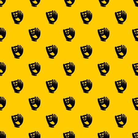 Leather baseball glove pattern seamless vector repeat geometric yellow for any designのイラスト素材