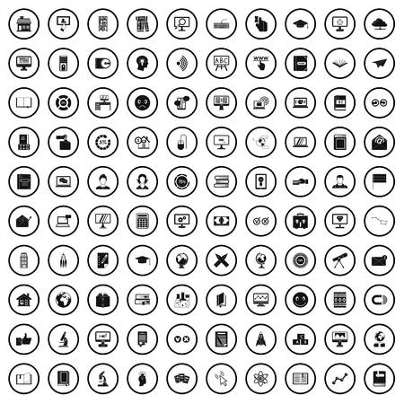 100 e-learning icons set in simple styleのイラスト素材