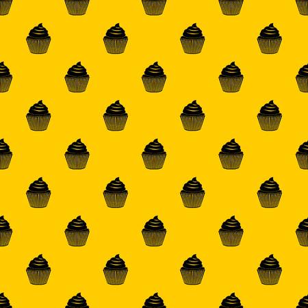 Cupcake pattern seamless vector repeat geometric yellow for any designのイラスト素材