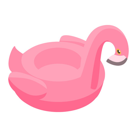Inflatable flamingo ring icon. Isometric of inflatable flamingo ring vector icon for web design isolated on white backgroundのイラスト素材