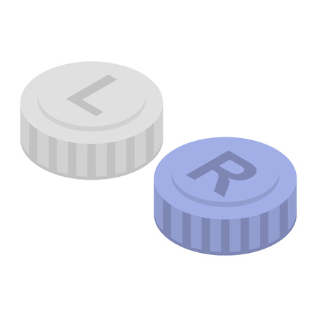 Left right lens cap icon. Isometric of left right lens cap vector icon for web design isolated on white backgroundのイラスト素材