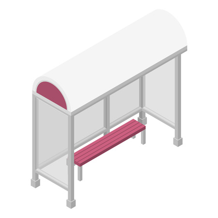 Empty bus stop icon. Isometric of empty bus stop vector icon for web design isolated on white backgroundのイラスト素材