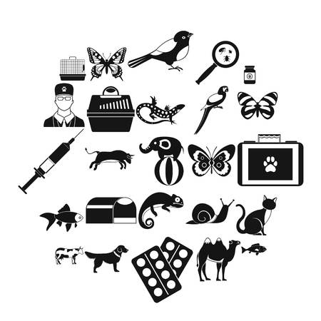 Vet clinic icons set. Simple set of 25 vet clinic icons for web isolated on white backgroundのイラスト素材