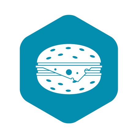 Cheeseburger icon in simple style isolated on white backgroundのイラスト素材