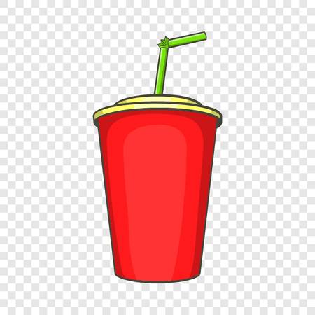 Plastic cup with straw icon, cartoon styleのイラスト素材