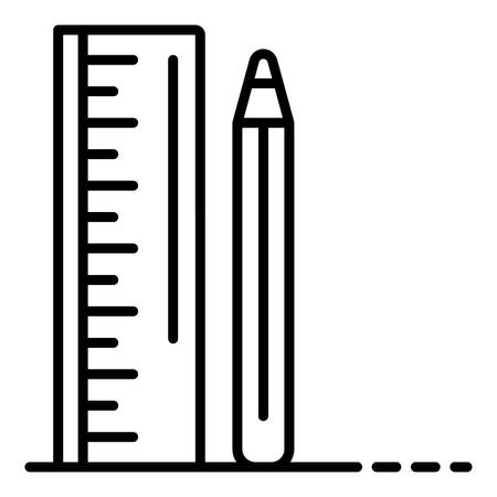 Ruler pencil icon, outline styleのイラスト素材
