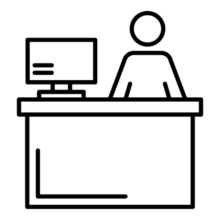 Pet hotel reception icon. Outline pet hotel reception vector icon for web design isolated on white backgroundのイラスト素材