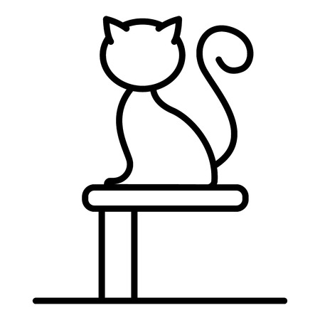 Cat on stand icon. Outline cat on stand vector icon for web design isolated on white backgroundのイラスト素材