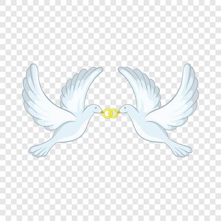 Doves with rings icon in cartoon style isolated on background for any web designのイラスト素材