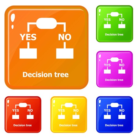 Decision tree icons set collection vector 6 color isolated on white backgroundのイラスト素材