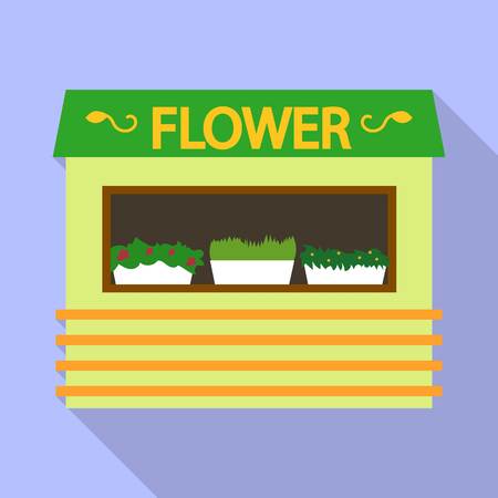 Flower street shop icon, flat styleのイラスト素材