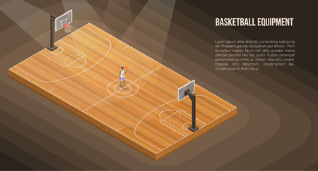 Arena basketball concept banner. Isometric illustration of arena basketball vector concept banner for web designのイラスト素材