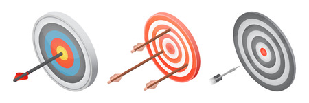 Archery icons set. Isometric set of archery vector icons for web design isolated on white backgroundのイラスト素材