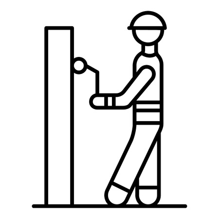 Masonry worker paint wall icon. Outline masonry worker paint wall vector icon for web design isolated on white backgroundのイラスト素材