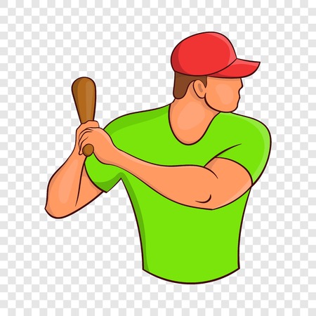 Baseball player with bat icon in cartoon style isolated on background for any web designのイラスト素材