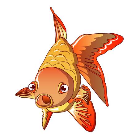 Front goldfish icon. Cartoon of front goldfish vector icon for web design isolated on white backgroundのイラスト素材