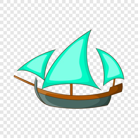 Three sailing wooden ship icon in cartoon style isolated on background for any web designのイラスト素材