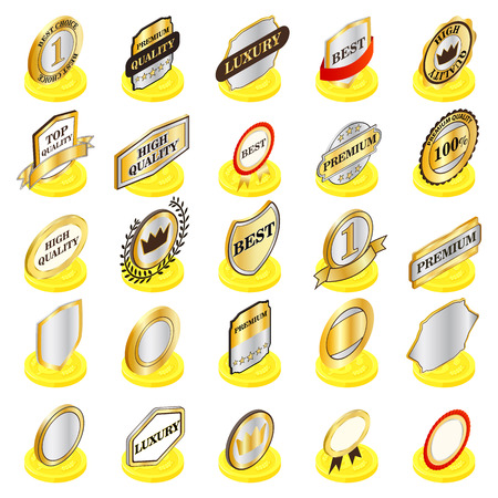 Quality icons set, isometric styleのイラスト素材