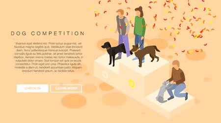 Dog competition concept banner, isometric styleのイラスト素材