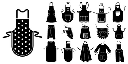 Apron icons set, simple styleのイラスト素材