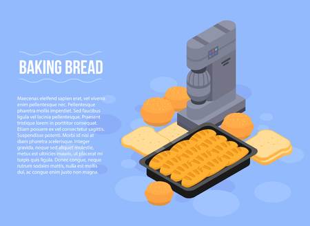 Baking bread concept banner. Isometric illustration of baking bread vector concept banner for web designのイラスト素材