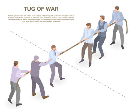 Tug of war concept banner, isometric styleのイラスト素材