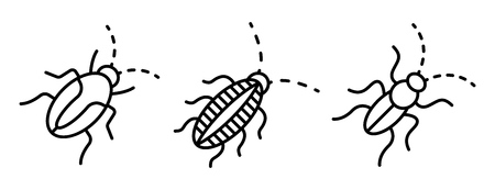 Cockroach icons set, outline styleのイラスト素材