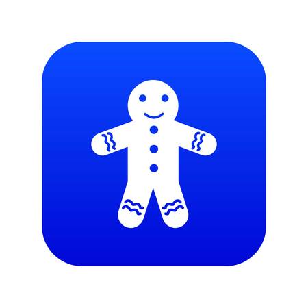 Gingerbread man icon digital blue for any design isolated on white vector illustrationのイラスト素材
