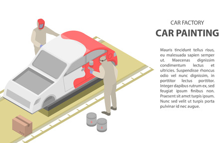 Car painting concept banner, isometric styleのイラスト素材