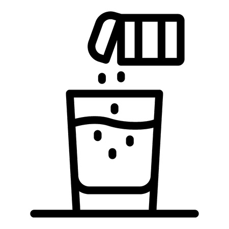 Pills and a glass of water icon, outline styleのイラスト素材