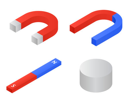 Magnet icons set, isometric styleのイラスト素材
