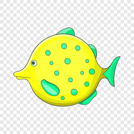 Yellow dotted fish icon, cartoon styleのイラスト素材