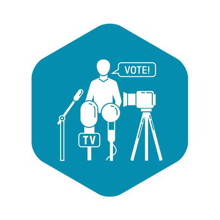 Political candidate interview icon. Simple illustration of political candidate interview vector icon for web design isolated on white backgroundのイラスト素材