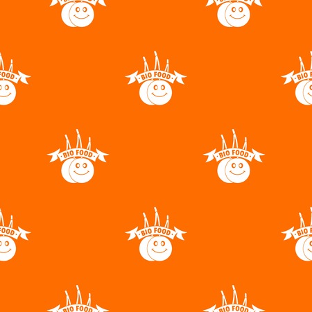 Bio food pattern vector orangeのイラスト素材