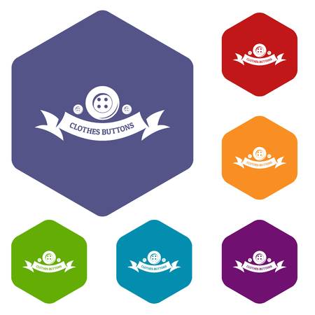 Clothes button fabric icons vector hexahedronのイラスト素材