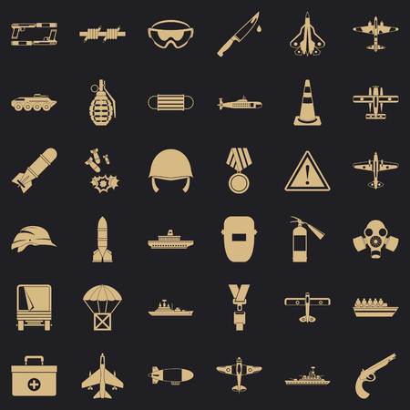 Army depot icons set, simple styleのイラスト素材