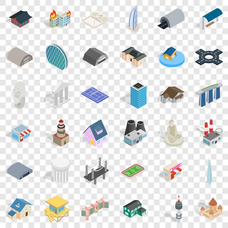 Field icons set, isometric styleのイラスト素材