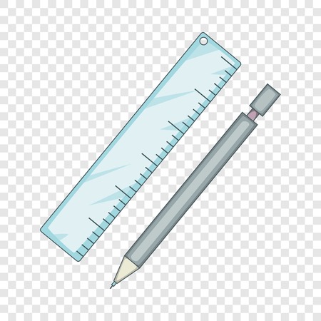 Pencil and ruler icon, cartoon styleのイラスト素材