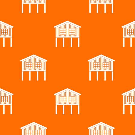 Stilt house pattern vector orangeのイラスト素材