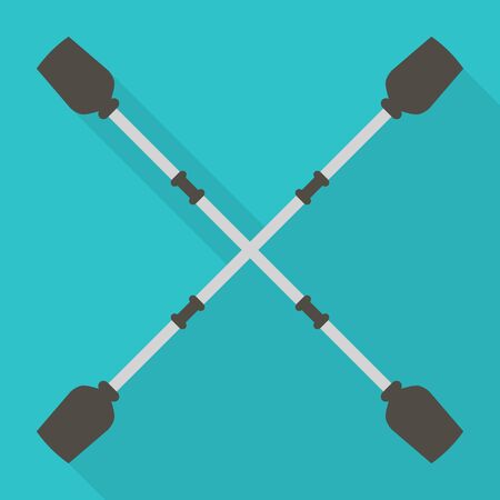 Crossed rafting paddle icon, flat style