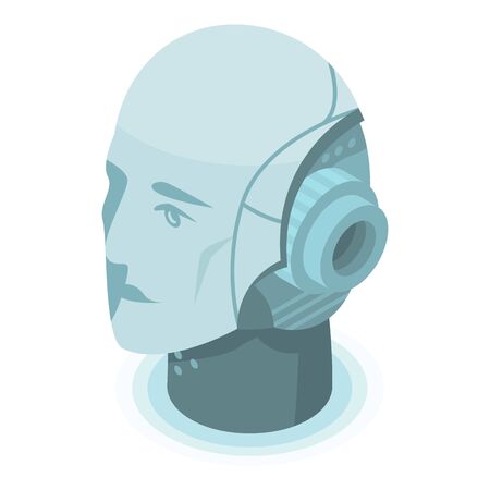 Robot head icon, isometric styleのイラスト素材