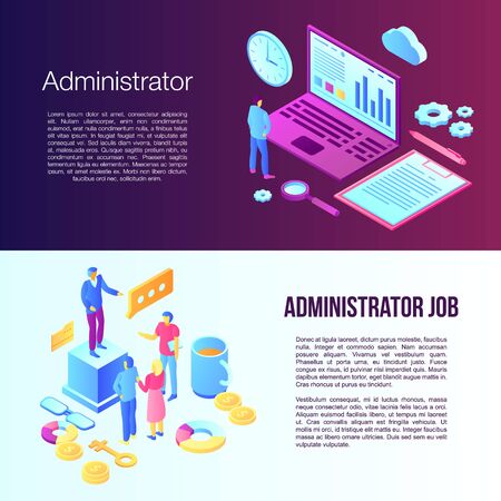 Administrator banner set, isometric styleのイラスト素材