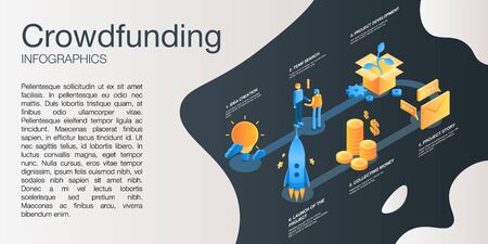 Crowdfunding idea concept banner, isometric styleのイラスト素材