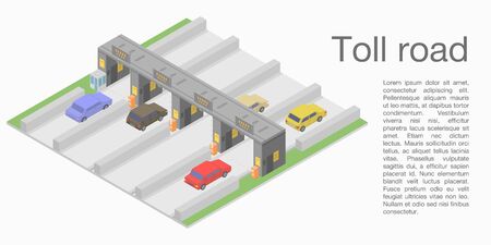 Toll road concept banner, isometric styleのイラスト素材