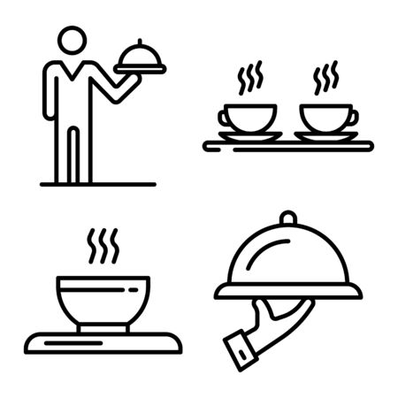 Waiter icons set, outline styleのイラスト素材