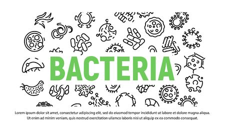 Bacteria banner, outline styleのイラスト素材