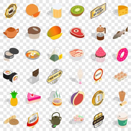 Dietary icons set, isometric styleのイラスト素材