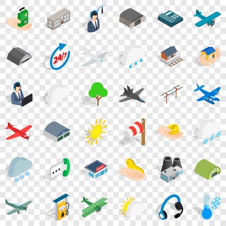Aviation icons set, isometric styleのイラスト素材